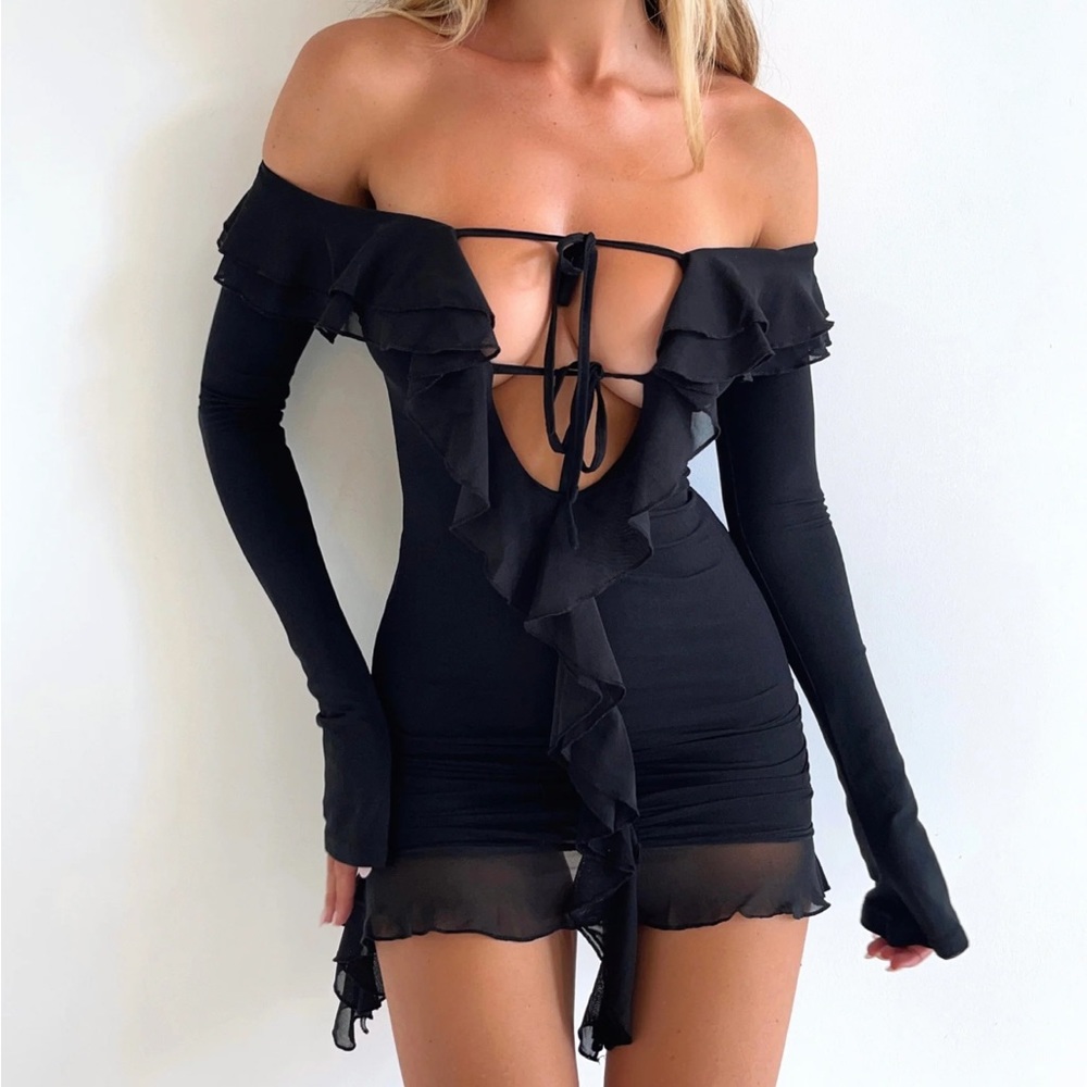 outcast clothing black tillie mesh mini dress